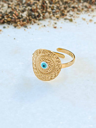 Greek Eye stainless steel ring