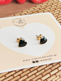 Black hearts stainless steel earrings