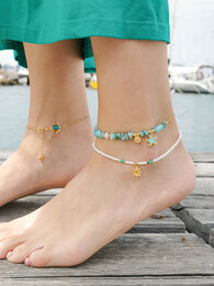 Turquoise Starfish anklet