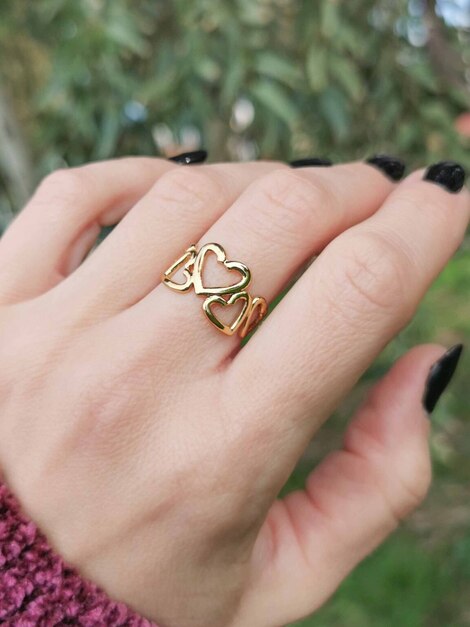 Hearts stainless steel ring