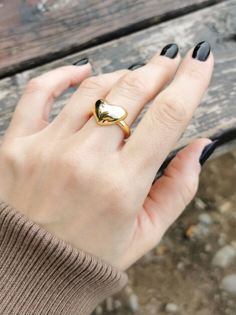 Bold heart stainless steel ring