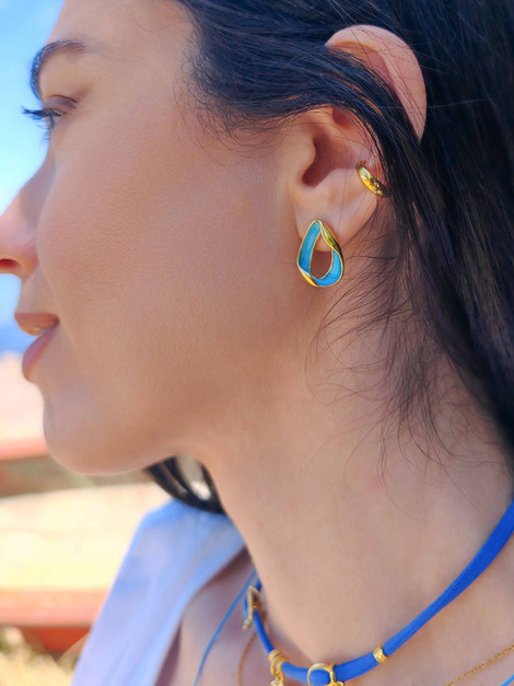 Endless blue stainless steel earrings