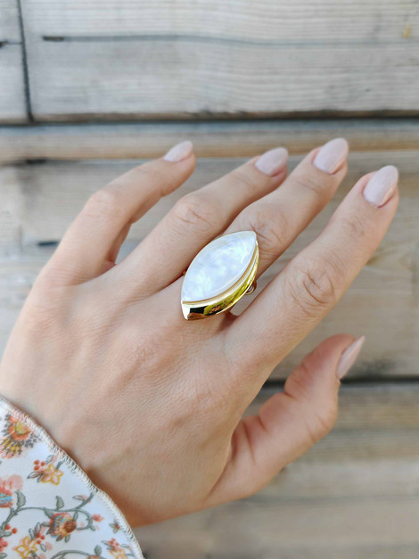 Pearl stainless steel ring