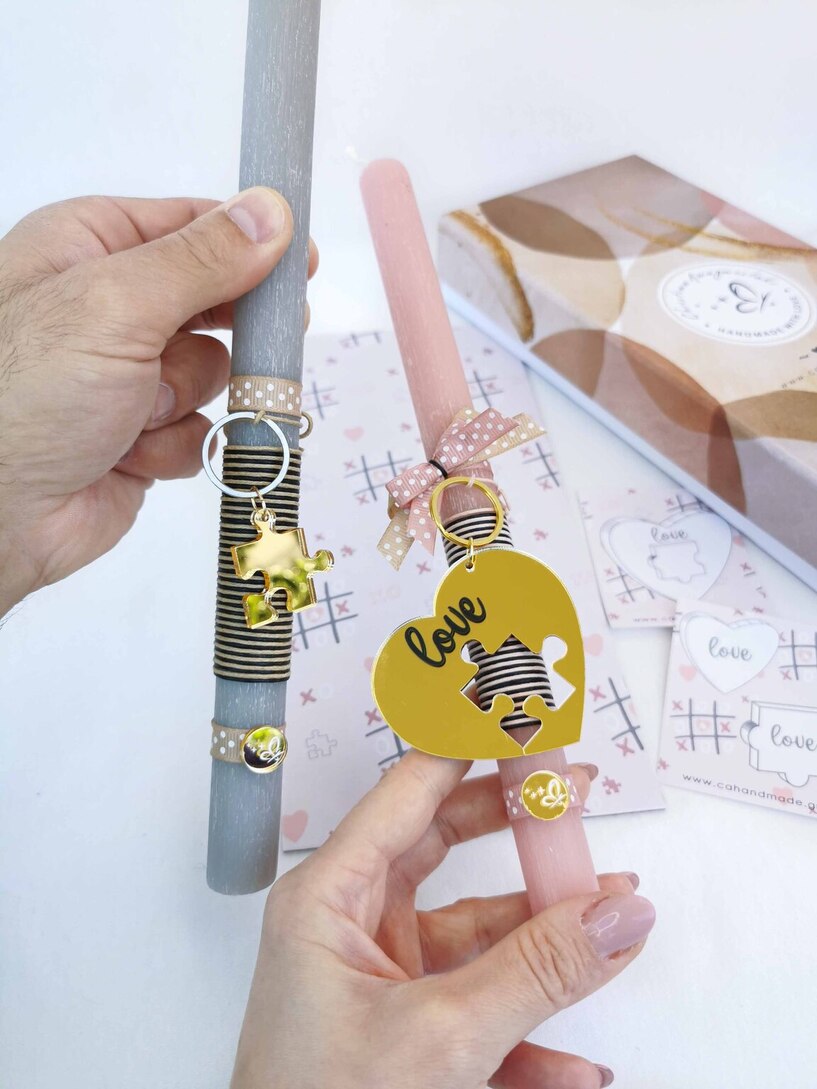 Love σετ Λαμπάδες ΔΙΑΘΕΣΙΜΕΣ ΜΟΝΟ ΜΕ ΠΛΑΚΕ ΚΕΡΙΑ