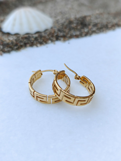 Maiandros golden stainless steel hoops