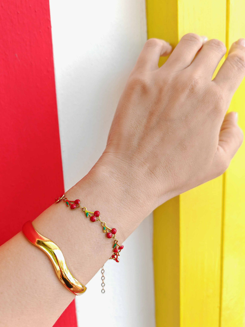 Cherries stainless steel bracelet