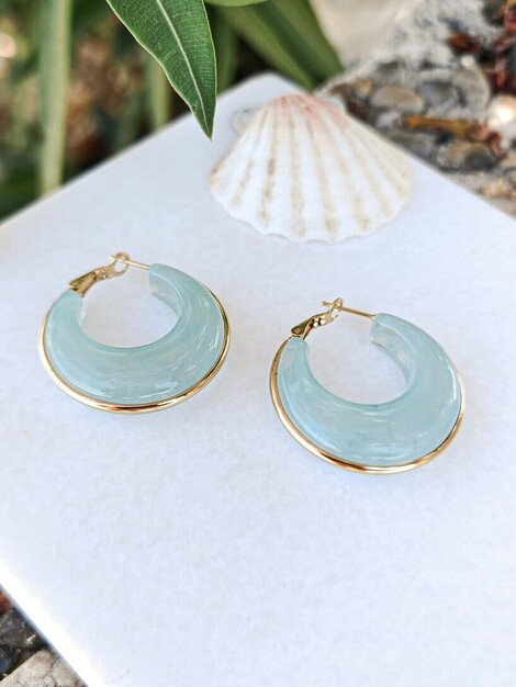 Aqua stainless steel earrings