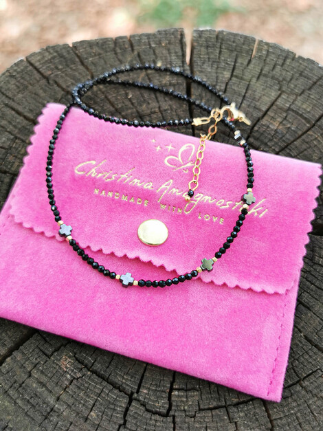 Hematite cross necklace