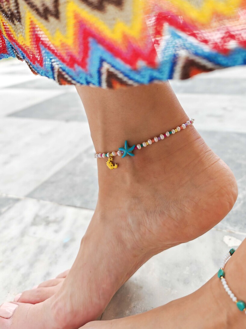 Fresh pearls multi anklet 
