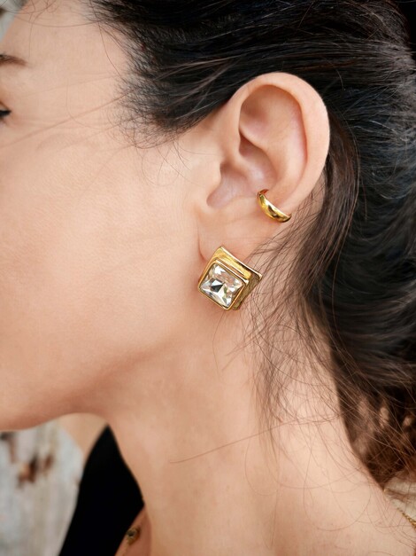 Glam white stainless steel earrings