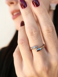 Touch silver stainless steel ring