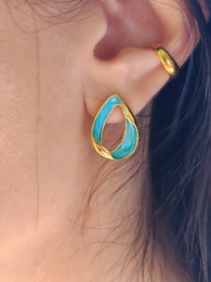Endless blue stainless steel earrings