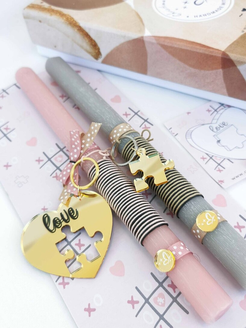 Love σετ Λαμπάδες ΔΙΑΘΕΣΙΜΕΣ ΜΟΝΟ ΜΕ ΠΛΑΚΕ ΚΕΡΙΑ