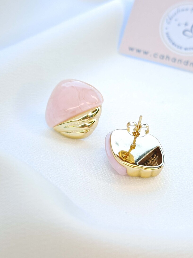 Pink love earrings