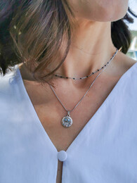 Rosario silver &black necklace