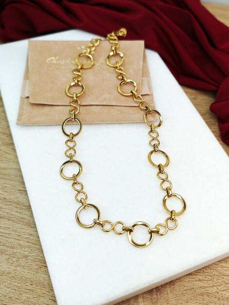Circles gold stainless steel necklace