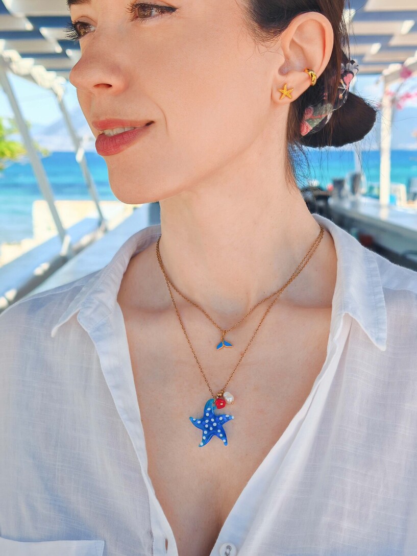 Blue mermaid necklace 