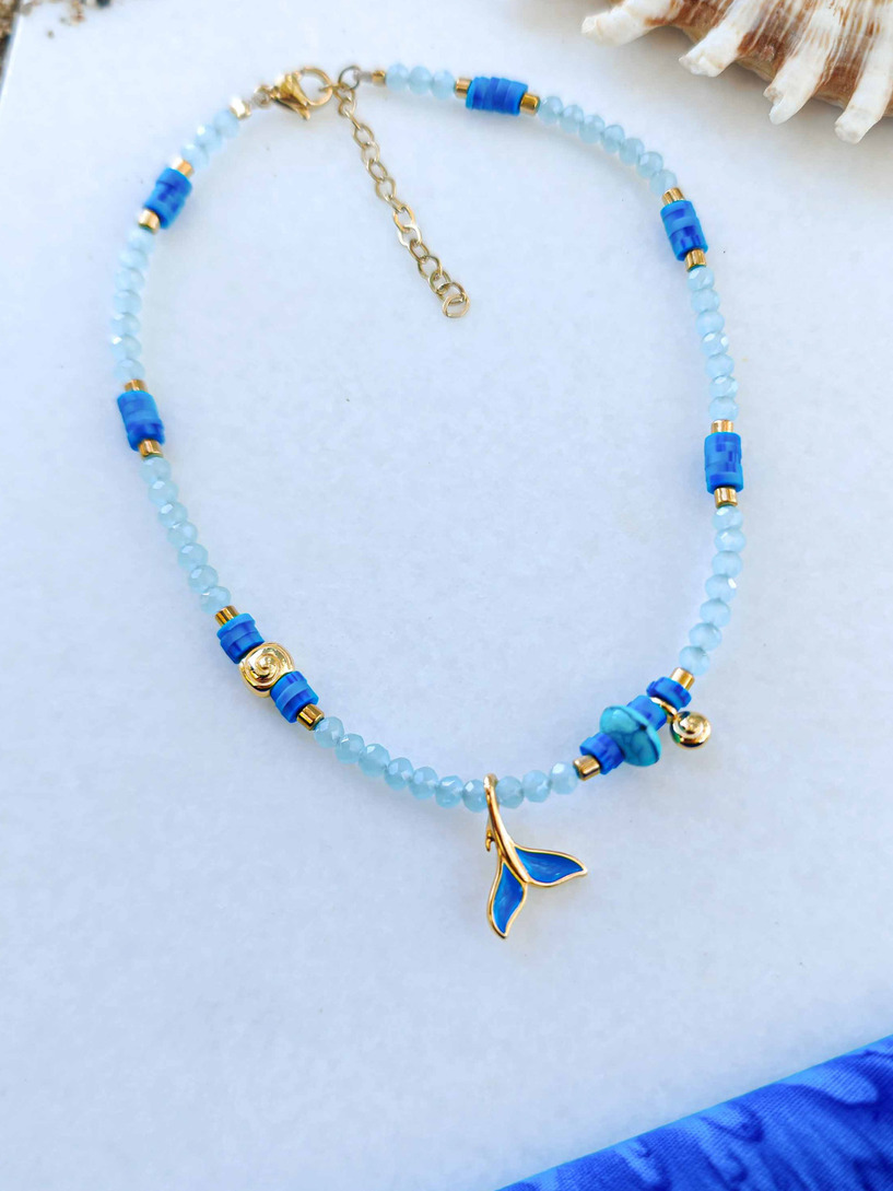 Blue mermaid anklet