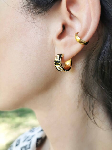 Black Leaves stainless steel hoops