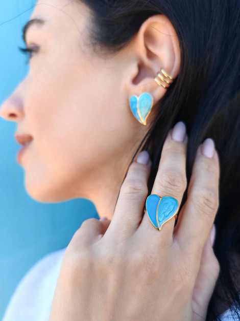 Ocean heart stainless steel ring