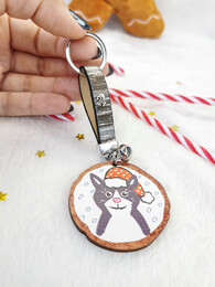 Santa Cat keychain