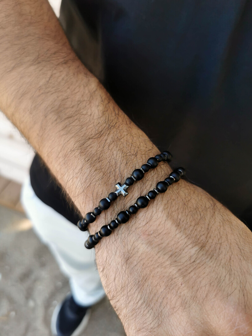 Cross & Stones men bracelet