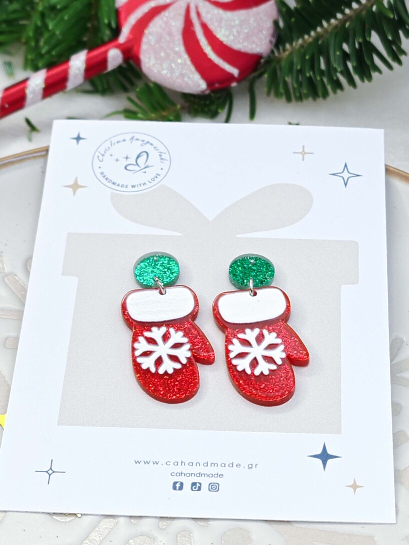 Santa gloves earrings
