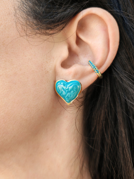 Blue love stainless steel earrings