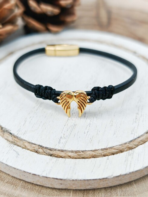 Wings leather bracelet