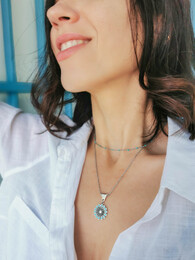 Rosario silver & turquoise necklace