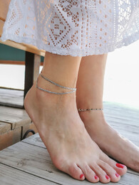 Double silver anklet