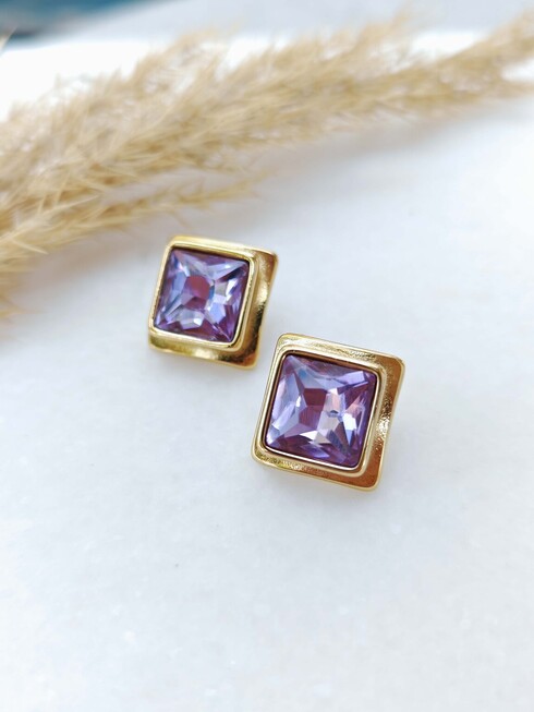 Glam purple stainless steel earrings