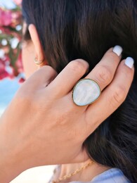 Aqua stainless steel ring