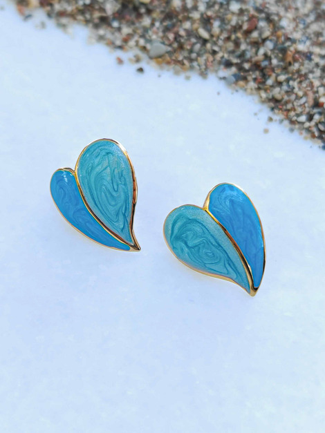 Ocean heart stainless steel earrings