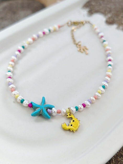 Fresh pearls multi anklet 