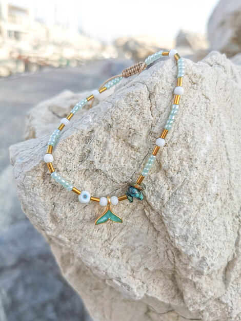 Emerald mermaid anklet