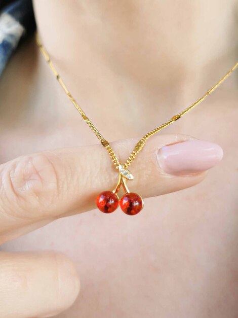Cherry stainless steel necklace
