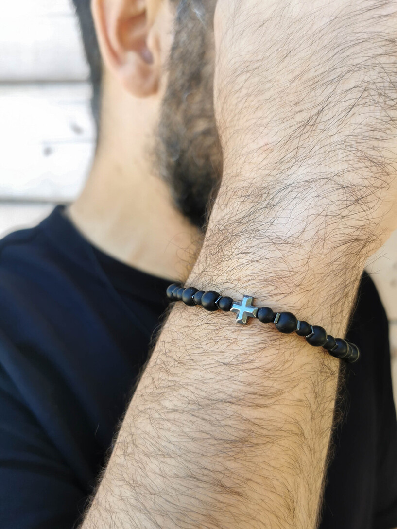 Cross & Stones men bracelet