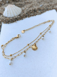 Double chain white anklet