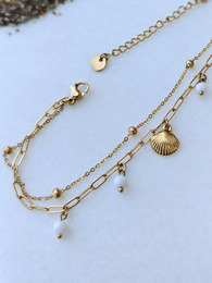 Double chain white anklet