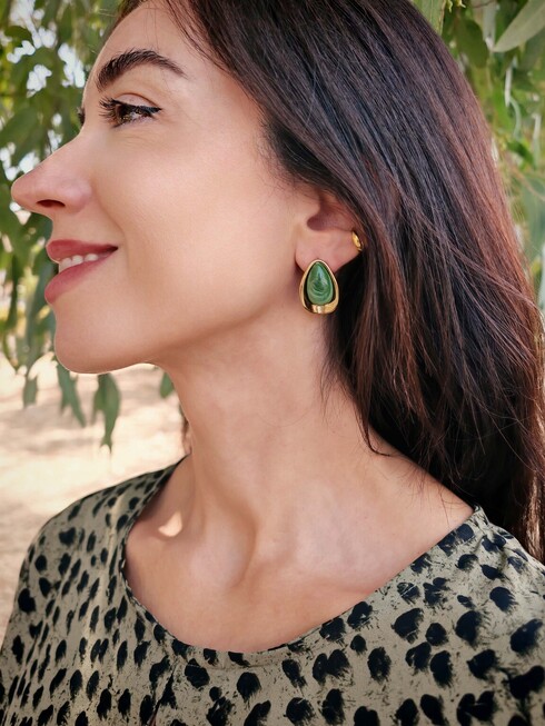 Drops emerald stainless steel earrings