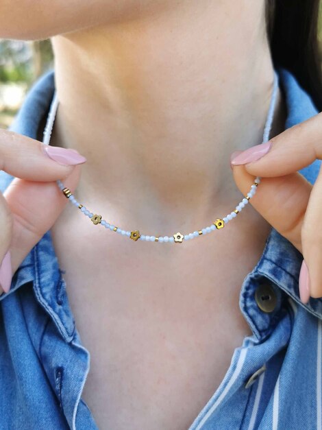 Daisies semiprecious necklace