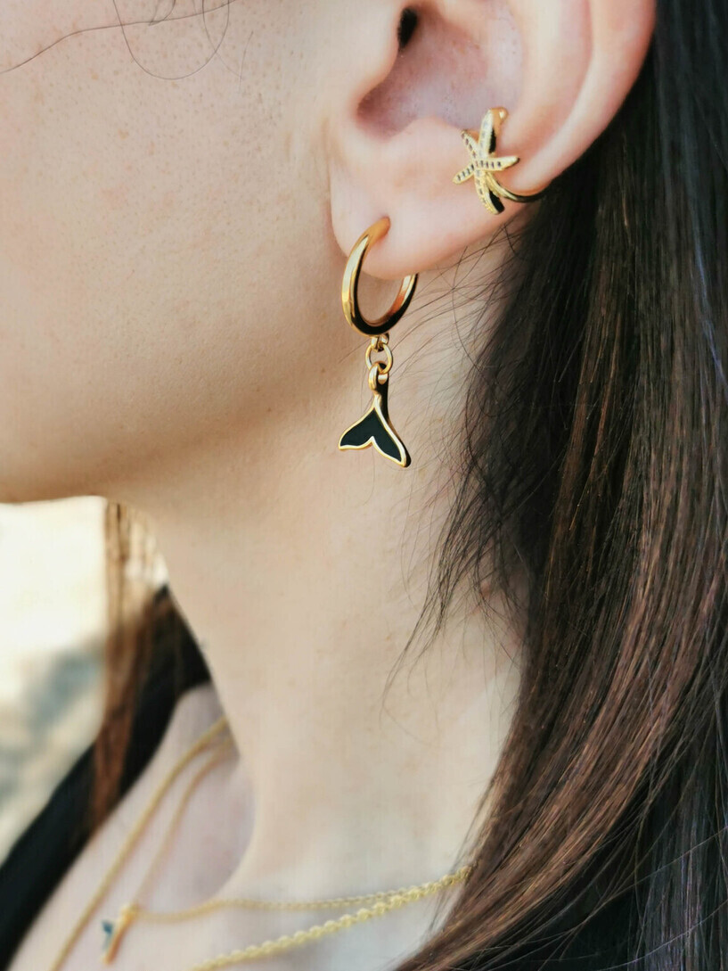 Black mermaid earrings
