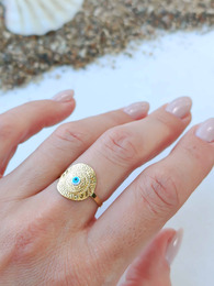 Greek Eye stainless steel ring