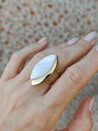 Pearl stainless steel ring