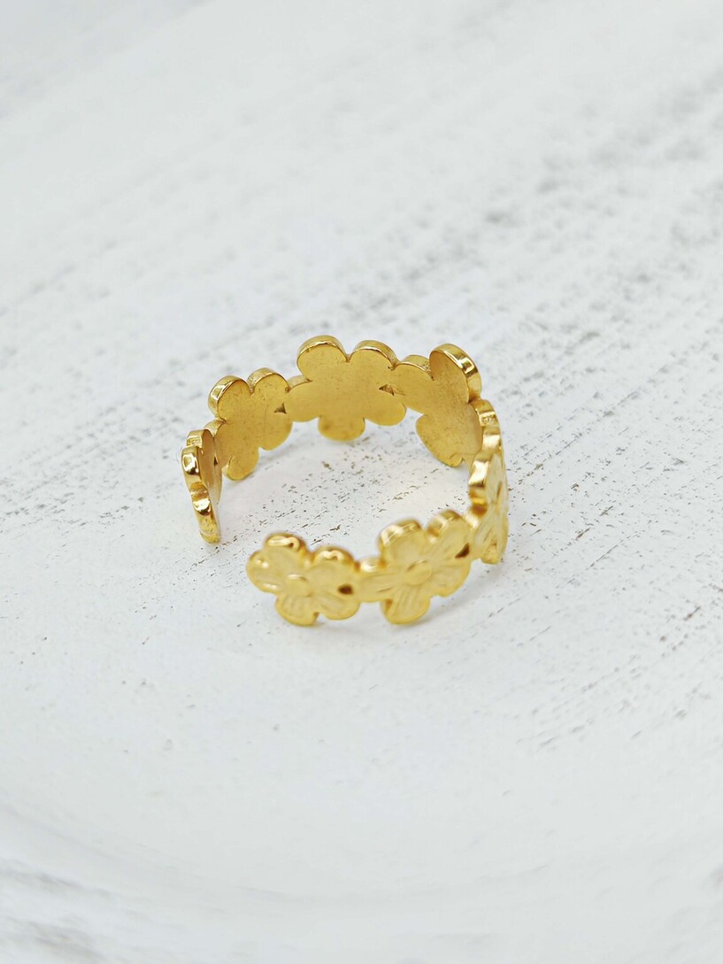 Daisies stainless steel ring