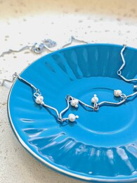 Fresh pearls silver necklace