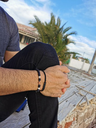 Wooden cross men bracelet