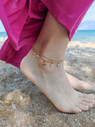 Double chain white anklet