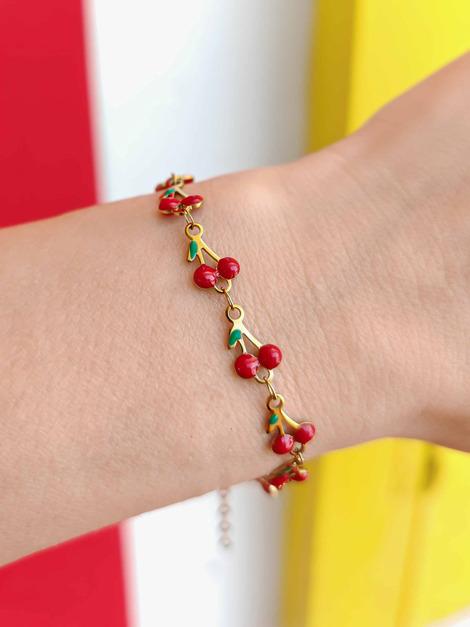 Cherries stainless steel bracelet